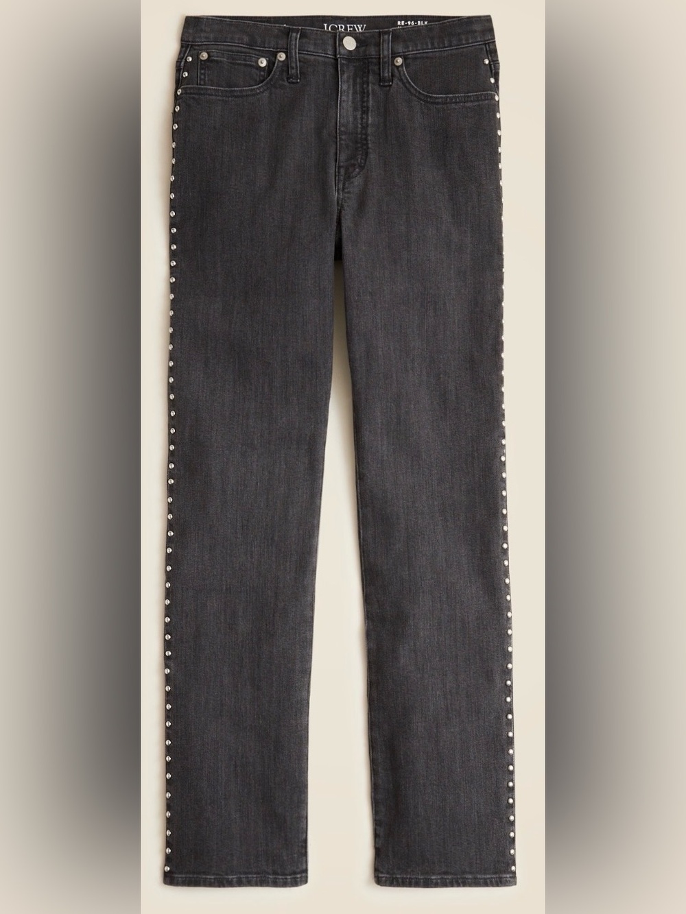 NEW!!  J.Crew Women's Black Stud-Trim Straight Jeans